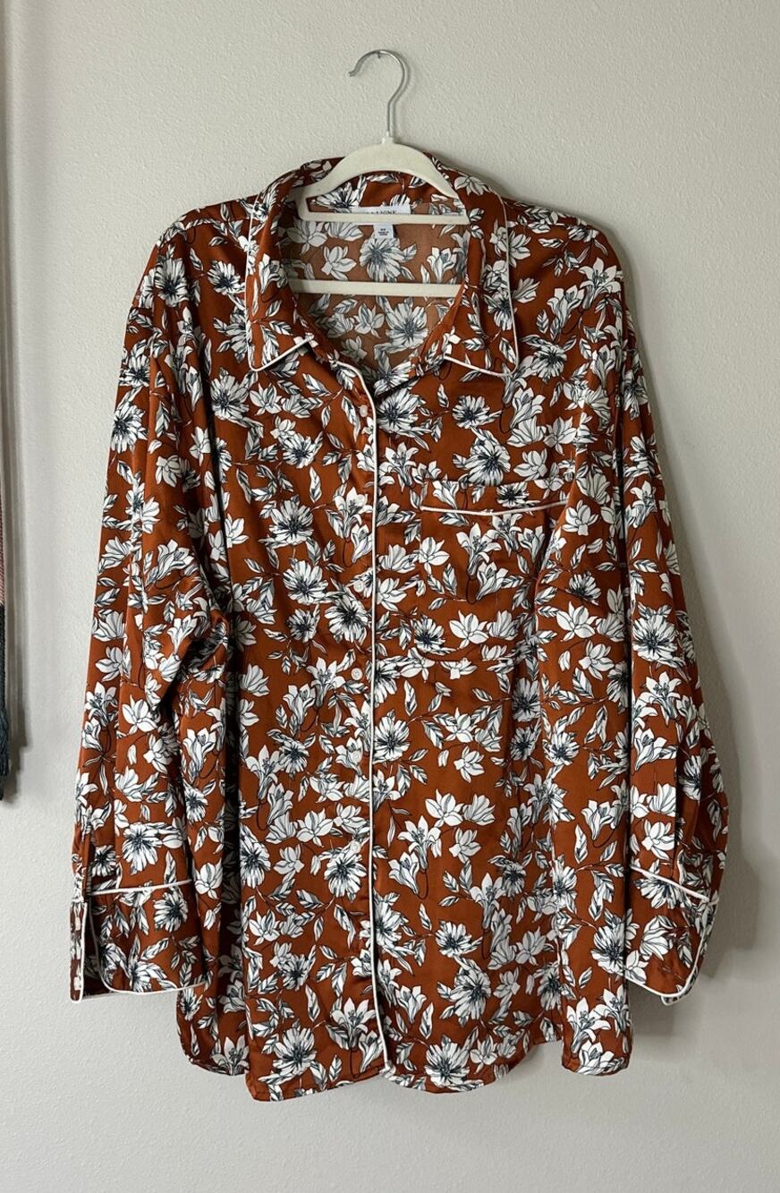 LA LIGNE X TARGET Floral Satin Button Front Blouse Size 4XL